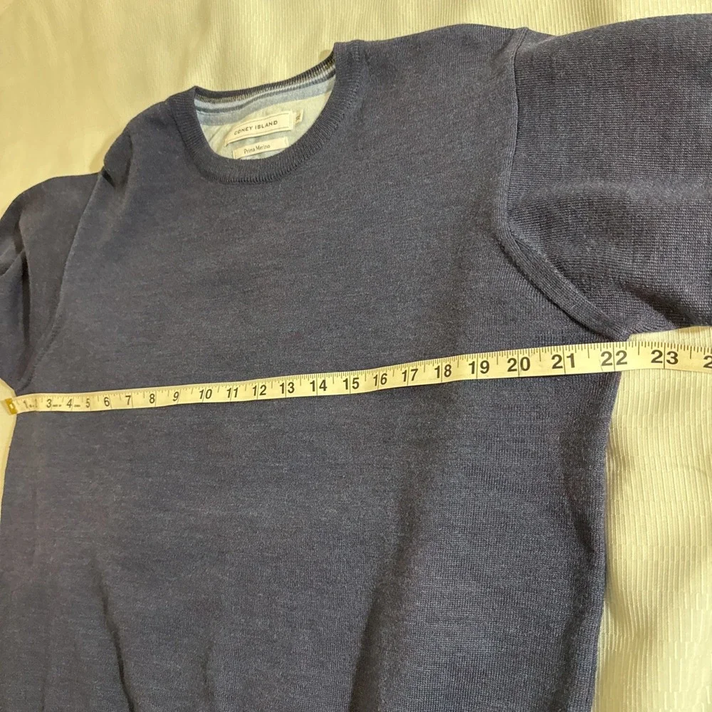 Men's CONEY ISLAND Crew Neck Prima Merino Wool Blue Size XL Sweater Pullover